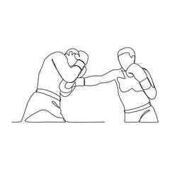 One continuous line of Boxing player vector illustration. Boxing player illustration simple linear style concept vector. Fighting sport design for your business asset design and promotion.