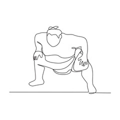 One continuous line drawing of Sumo player vector illustration. Sumo player illustration simple linear style concept vector. Japanese fighting sport design for your business asset design.