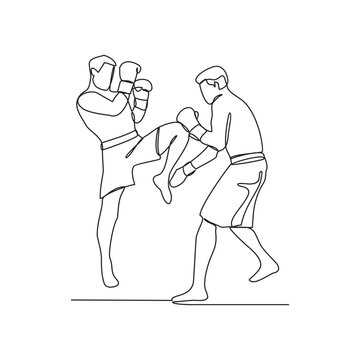 One continuous line drawing of mixed martial arts player vector illustration. mixed martial arts player illustration simple linear style concept vector. Fighting sport design for your business asset.