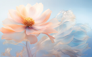 pastel flower with blue skies and white petals