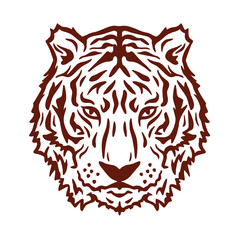 vector sketch of a tiger's face with simple shapes
