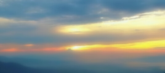 blur background of sunset among on the evening horizon