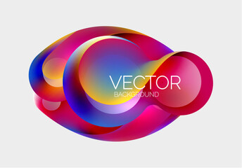Beautiful flowing round shapes and circles abstract background. Liquid color bubble composition