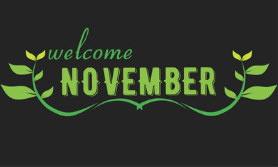 vector of the name of the month of november, with a light black background