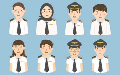 a pilot in uniform cartoon character