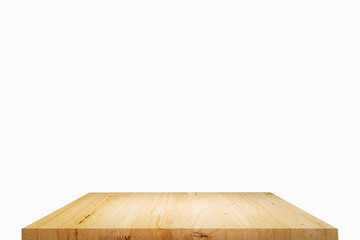 3D Rendering, wooden top table on isolated white background