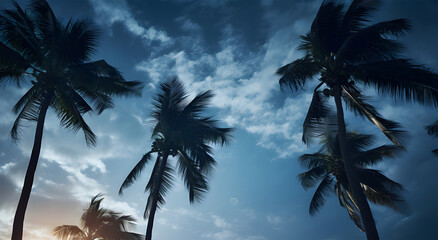 Fototapeta na wymiar palm tree silhouette ai generative