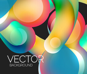 Beautiful flowing round shapes and circles abstract background. Liquid color bubble composition