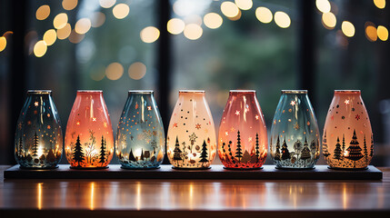 Cute, whimsical Christmas themed lights with bokeh background.