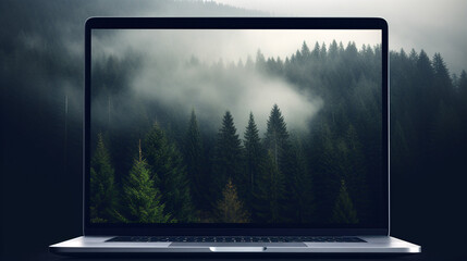 Laptop With a Forrest Wallpaper