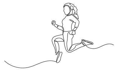 Continuous line drawing of Happy jumping girls. Continuous line drawing Vector illustration. The concepts of happiness and freedom are isolated on a white background.
