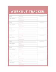 Workout tracker. Minimalist planner template set. Vector illustration.	