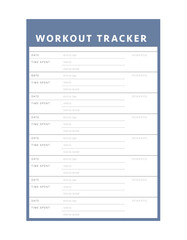Workout tracker. Minimalist planner template set. Vector illustration.	