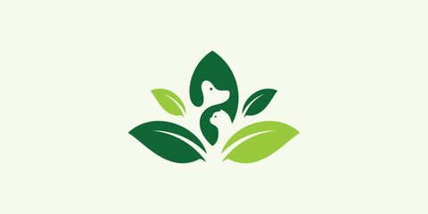 pet nutrition logo design with leaf and pet elements.