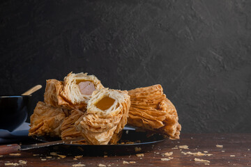Pastelitos, an Argentine sweet that is part of traditional pastries. Made with fried dough and filled with sweet membrillo or sweet potato.