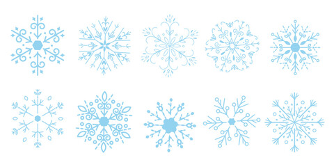 Snowflake set for Christmas and happy new year decoration Set of vector illustrations for background, greeting card, party invitation card, website banner, social media banner, marketing material