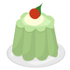 Sweet matcha silk pudding cartoon 