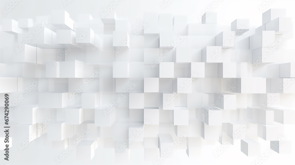 Poster white color technology concept geometric square background. square 3d modern abstract white backgrou