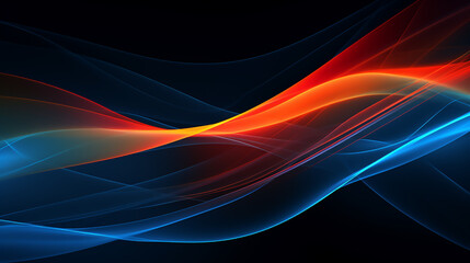 Naklejka premium Dark abstract background with glowing wave. Shiny moving design element. Futuristic technology wave concept.