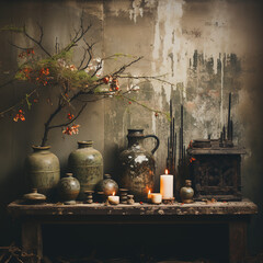 Vintage Christmas Fire Place Background