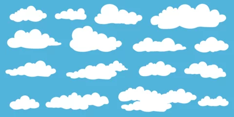 Foto op Canvas Set of cartoon clouds in flat style. white cloud collection Many white clouds for design © อำนาจ จันทร์อิ่ม