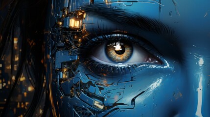 アンドロイド女性の目,Generative AI AI画像