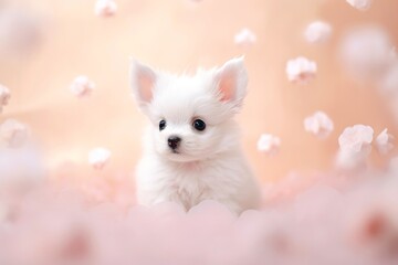 Fototapeta na wymiar Close-up of cute dog with beautiful bokeh background