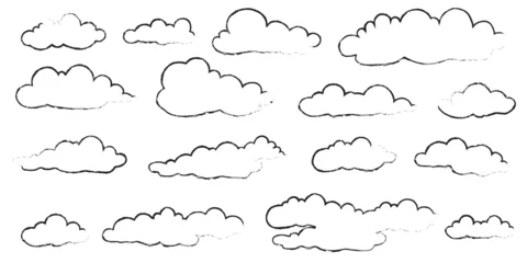 Foto op Canvas Set of cloud illustrations Cloud elements draw Japanese linear hand drawn clip art, line drawings for design. © อำนาจ จันทร์อิ่ม