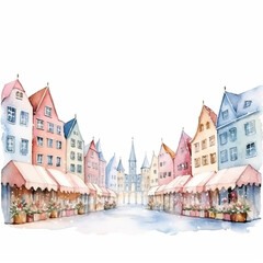 Fototapeta premium Watercolor Christmas Markets