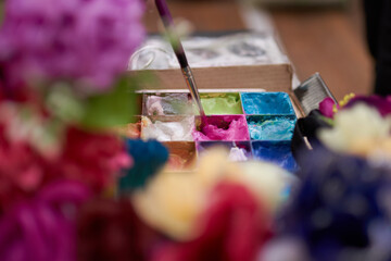 Creative Body Paint Brush with Colorful Artistic Makeup