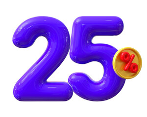 25 Percent Discount Sale Off Balloon Purple Number