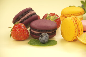 Abstract texture group of macaroons and fruits