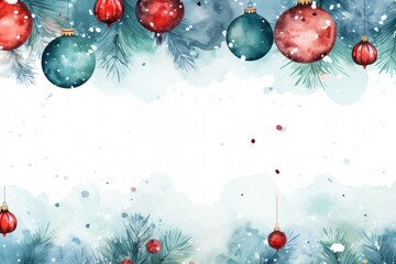 Mock up watercolor Christmas background with empty space for text by Generative AI