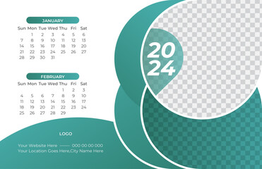 2024 New Desk Calendar Design Template.