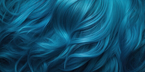 Blue haircut flowing long curly hair fashion background stylist hairdresser backdrop, generated ai

