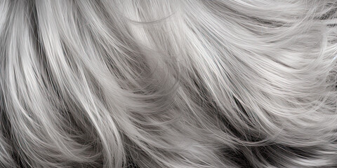 Naklejka premium Grey hair close up wide shot long flowing old hair grey colour haircut fashion, generated ai