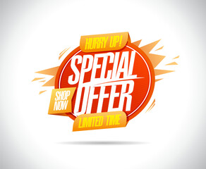 Special offer, limited time, hurry up to shop now web banner template