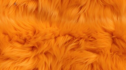 Orange colored fake fur seamless pattern. Repeated background of fluffy texture.