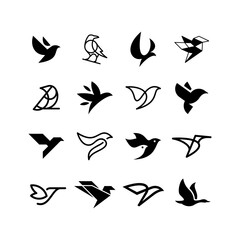 Creative abstract premium bird line nagitive space icon  set logo design vector line outline monoline art - obrazy, fototapety, plakaty