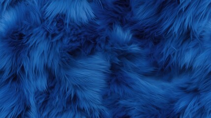 Blue fake fur seamless pattern. Repeated background of fluffy texture. - obrazy, fototapety, plakaty