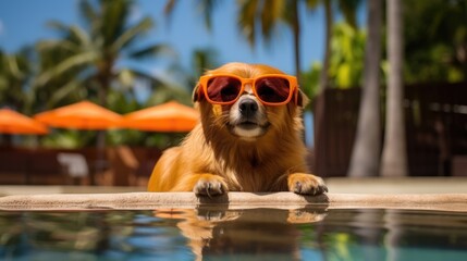 retriever dog in the pool