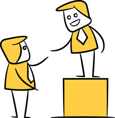 Doodle Businessman Helping Colleague
