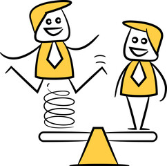 Doodle Businessman on Spring Board
