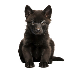 Black wolf,Black puppy isolated on transparent background,transparency 