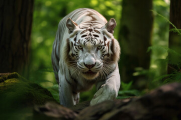 Obraz premium A white tiger in forest.