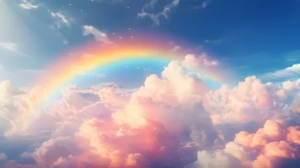 Foto op Canvas Stunning rainbow arcing across the sky, a fleeting display of nature's brilliance after a refreshing rainfall. Ai Generated.NO.02 © ZWDQ