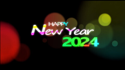 Happy new year 2024. Greeting Card. Colorful design, trendy style, 2024 calendar
