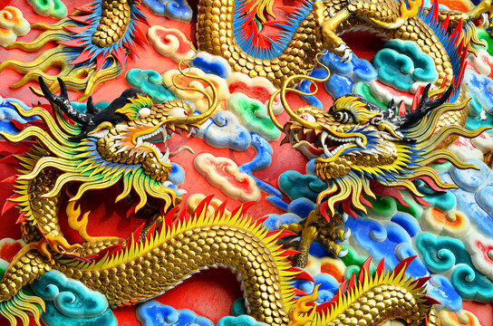 The dragon is the symbol of power. This is the picture that two dragons fight each others.