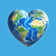 Earth in the shape of a heart, sticker icon logo for advertisement