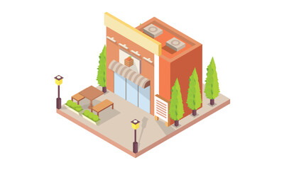 isometric bakery Shop.on white background.isometric design. 3D design elements for construction of urban and village landscapes.